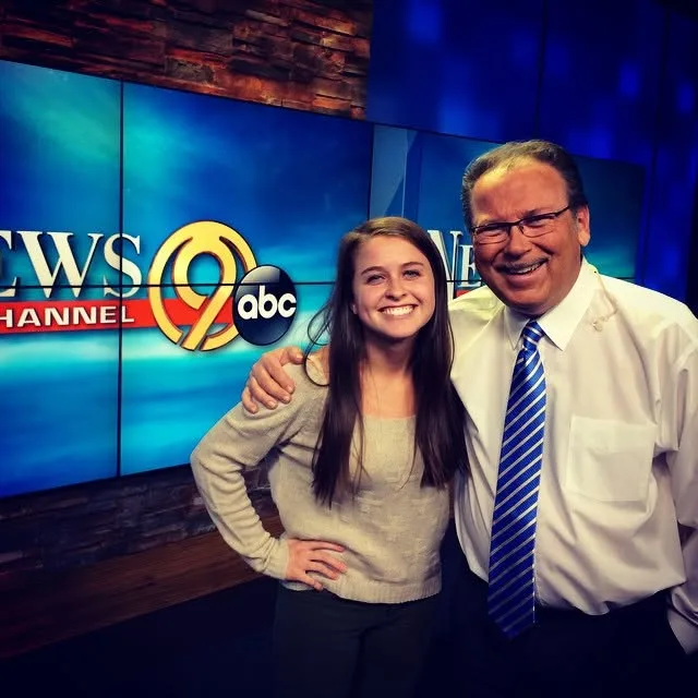 Shannen Sharpe on set with Dave Staley, former NewsChannel 9 sports director
