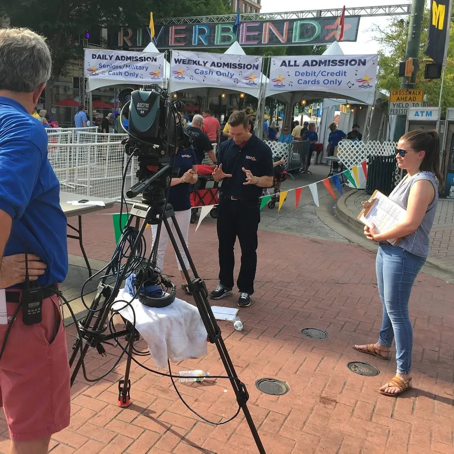 Shannen field producing a live road show at the Riverbend Festival